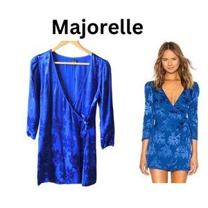 REVOLVE Majorelle Bedford Mini sz S navy/ royal blue dress Wrap dress with low V